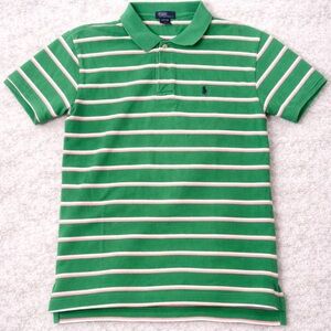 Polo Ralph Lauren Boys Green Pink Stripe Polo Shirt 16 18 Youth Preppy